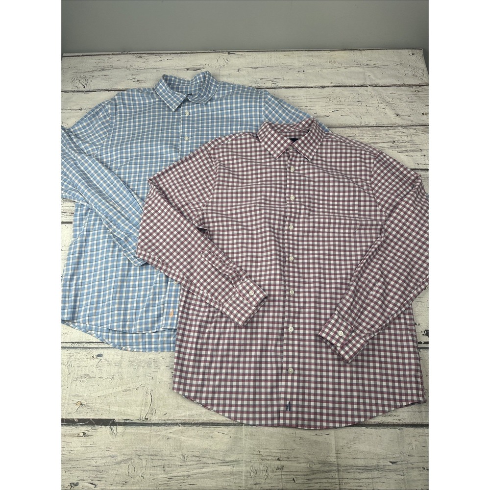 (Lot of 2) Johnnie-O Performance Men's Plaid Button Down Shirt Bundle Size Large